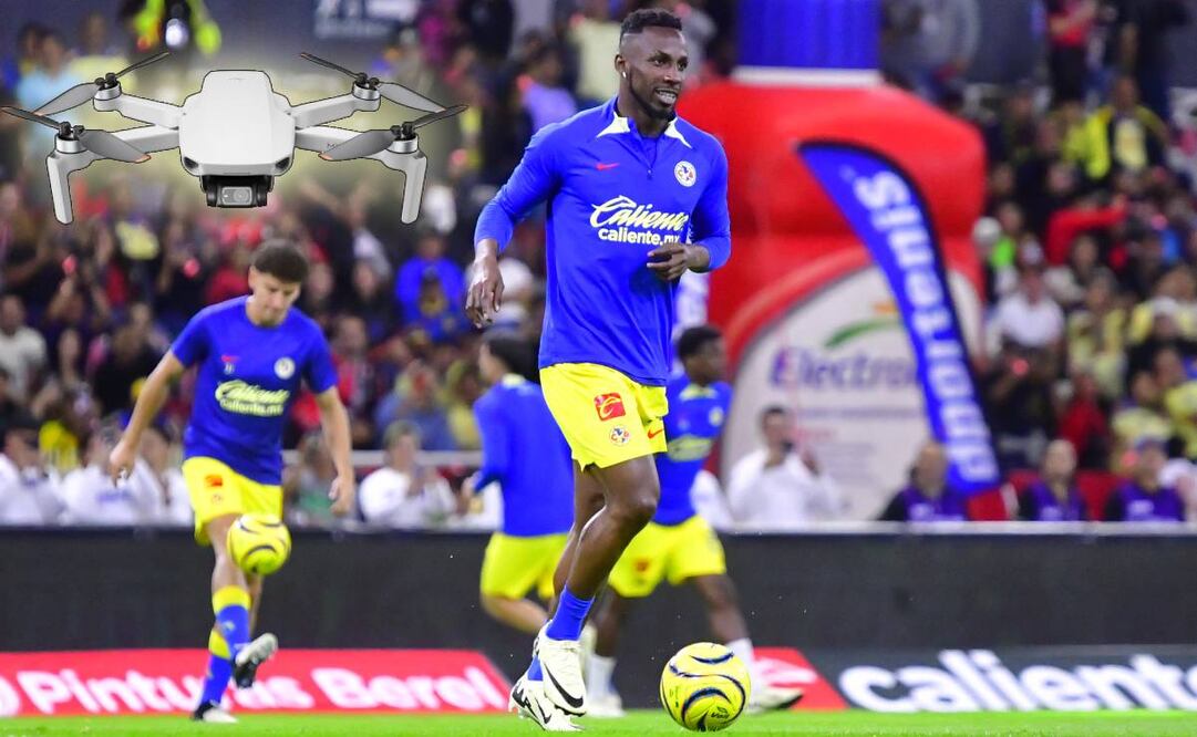 El entrenamiento del América fue interrumpido por un drone en el Estadio Jalisco. Foto: Imago7