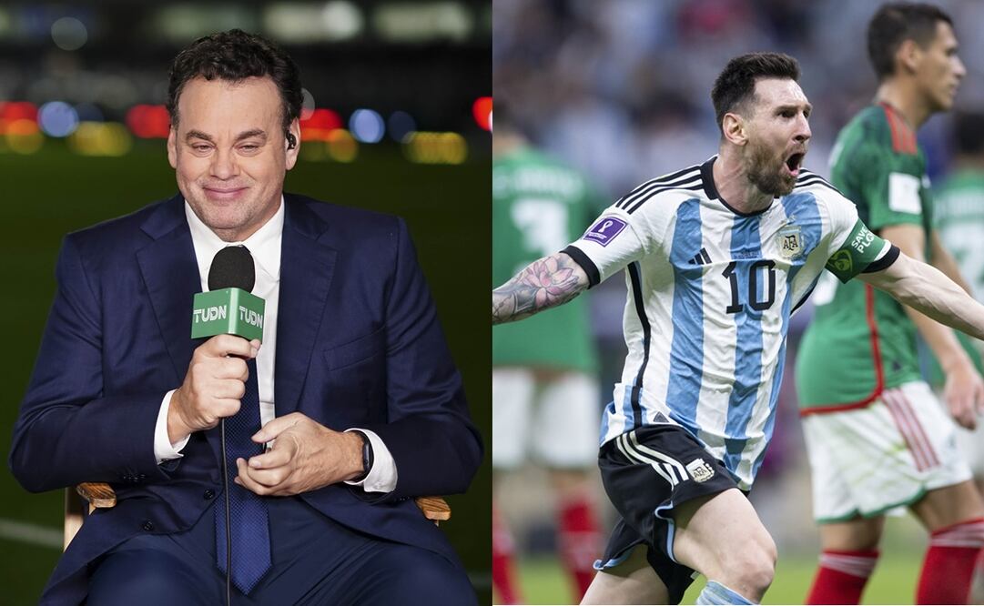 David Faitelson en una transmisió con TUDN y Lionel Messi durante la Fase de Grupos del Mundial de Qatar 2022 - Fotos: Imago7