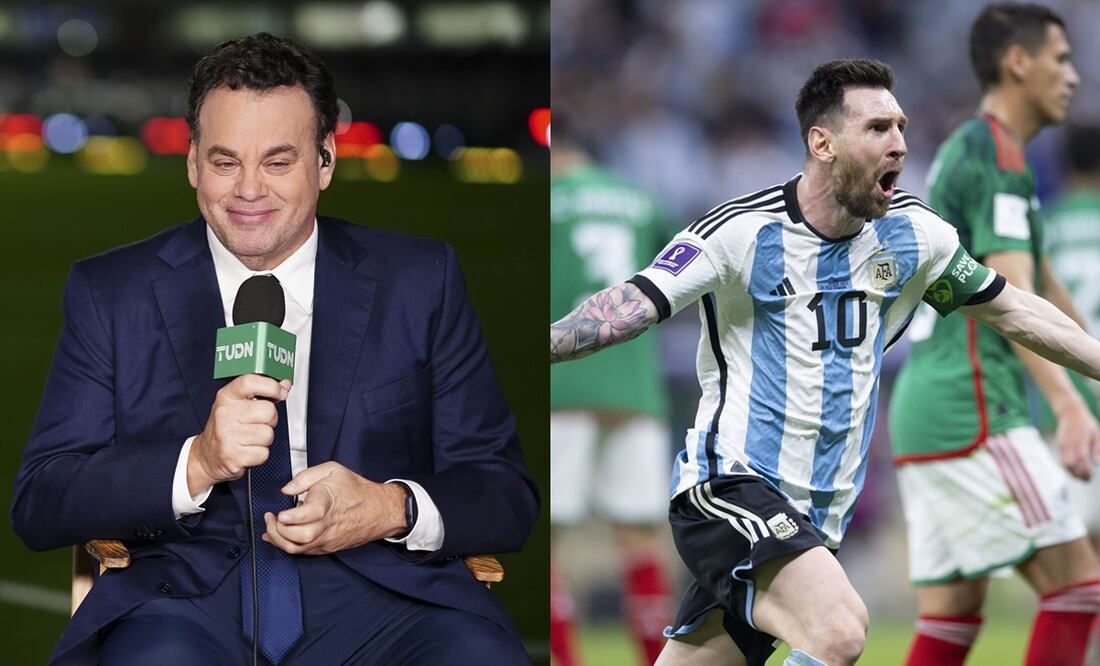 David Faitelson en una transmisió con TUDN y Lionel Messi durante la Fase de Grupos del Mundial de Qatar 2022 - Fotos: Imago7