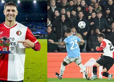 Santiago Giménez fue elegido el MVP del partido luego de su doblete en Champions League