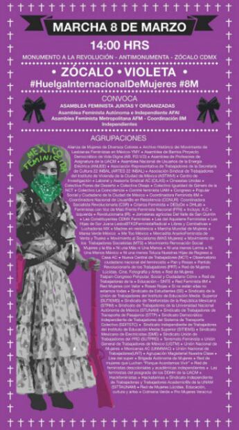 Las marchas que habrá por el Día de la Mujer en todo México