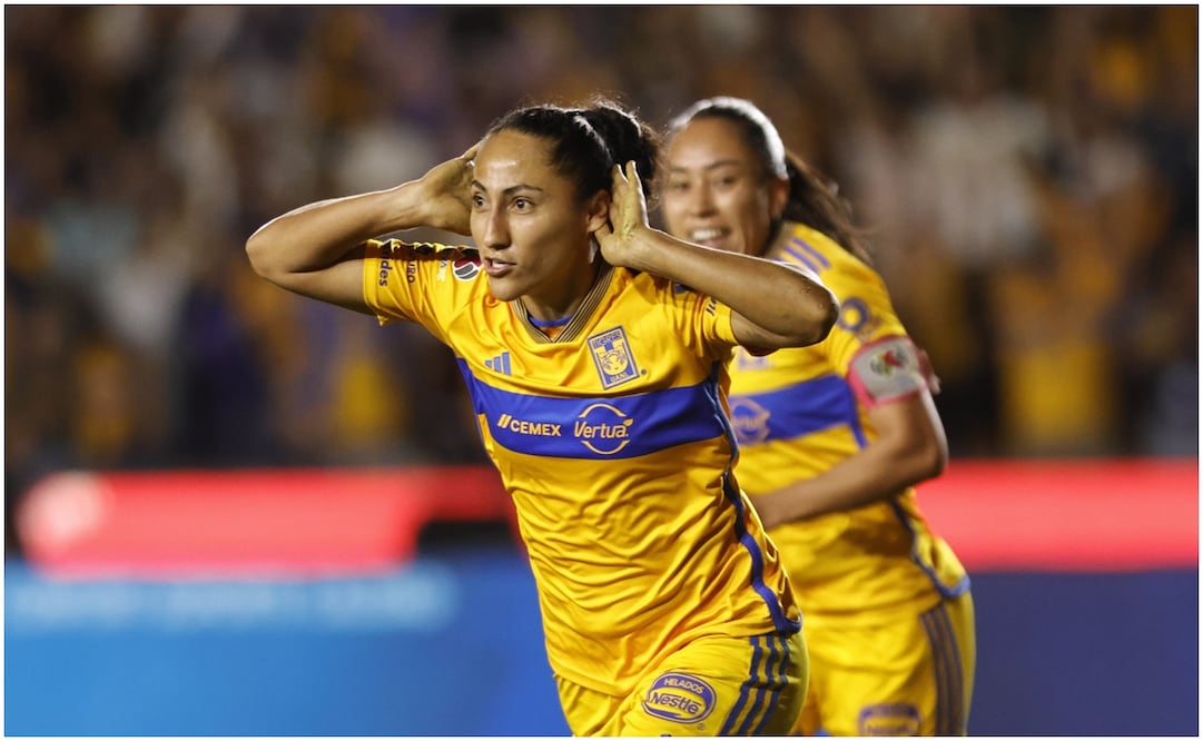 Stephany Mayor celebrando el gol de Tigres Femenil ante Rayadas en Semifinales / FOTO: Imago7