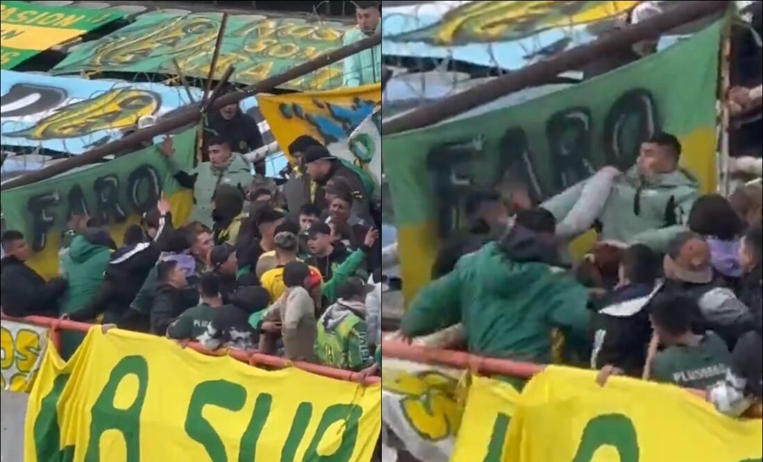 Aficionados del Aldosivi se enfrascaron en una brutal pelea que empañó el partido ante el Newell's. FOTO: ESPECIAL