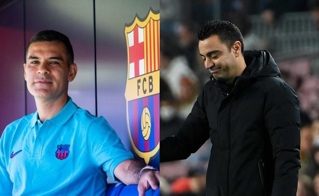 Rafa Márquez en las instalaciones de Barcelona y Xavi Hernández en un partido del Barça / Fotos: AFP