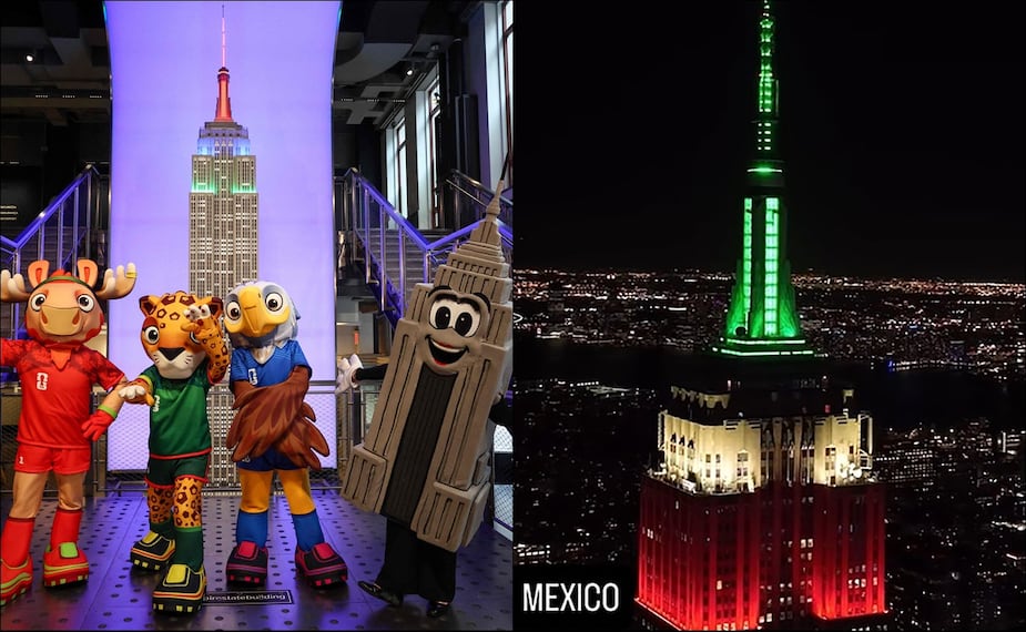 Así lucen los colores de México en la punta del Empire State. FOTOS: AFP / EFE/ @empirestatebldg