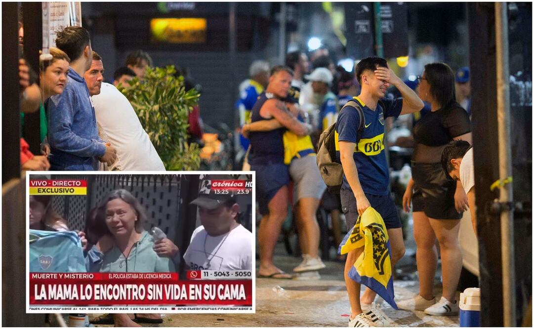 Afición de Boca luego de perder la Copa Libertadores y madre del aficionado encontrado sin vida / FOTOS: AFP y captura