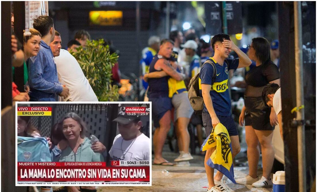 Afición de Boca luego de perder la Copa Libertadores y madre del aficionado encontrado sin vida / FOTOS: AFP y captura