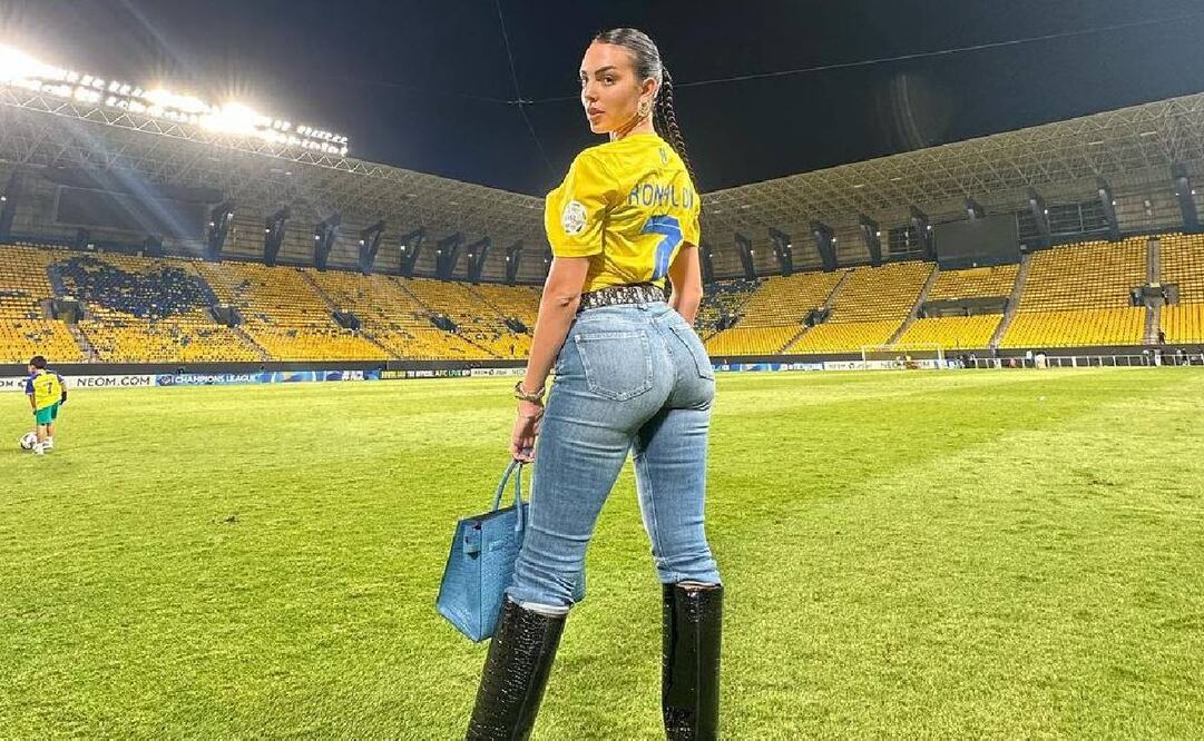 Georgina Rodríguez en uno de los juegos que fue a apoyar a CR7. Foto: @georginagio
