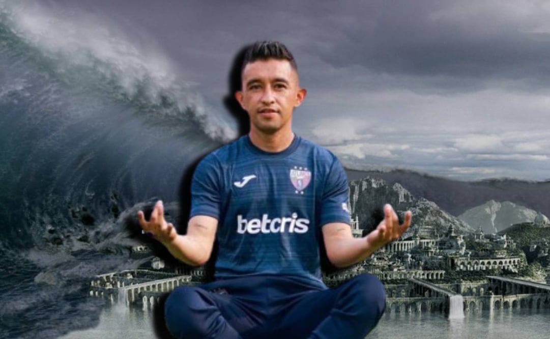 Hobbit Bermúdez meditando con Atlante y Atlántida siendo destruída / FOTOS: Especiales e Instagram @bermudezhobbit