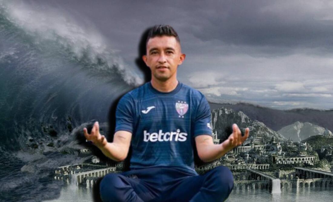 Hobbit Bermúdez meditando con Atlante y Atlántida siendo destruída / FOTOS: Especiales e Instagram @bermudezhobbit