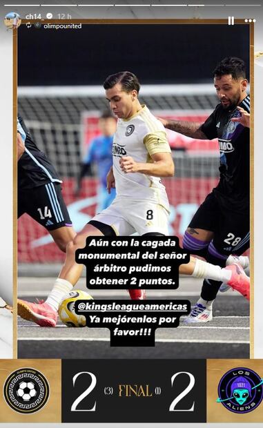 Este fue el mensaje que compartió CH14 en sus historias de Instagram. FOTO: @ch14_