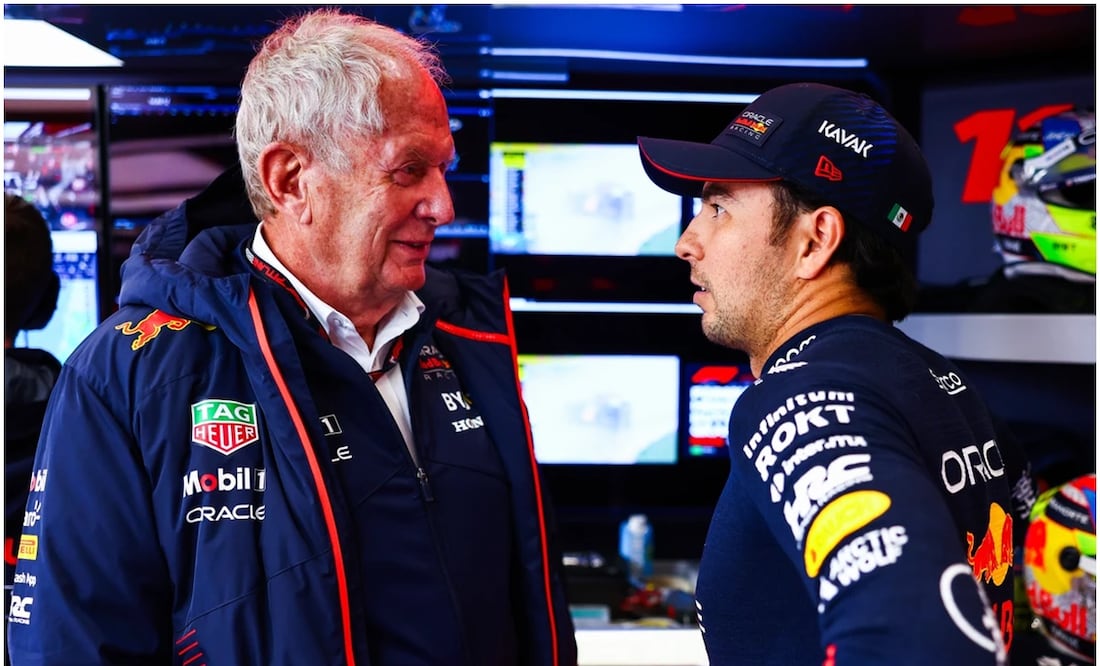 Helmut Marko y Sergio 'Checo' Pérez en Red Bull