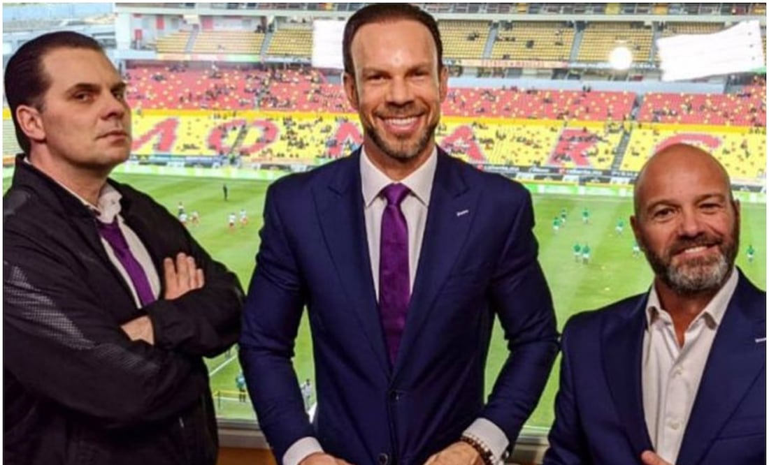 Christian Martinoli, Zague y Luis García en el Estadio de Morelia /  FOTO: Twitter @lgarciaposti