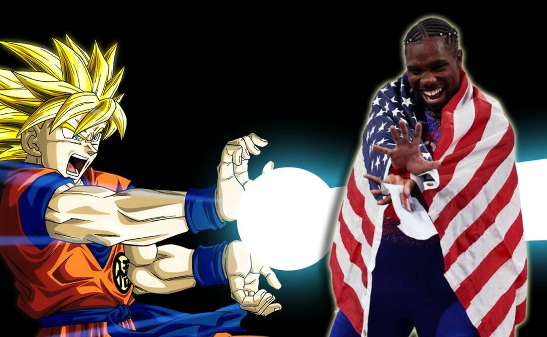 Noah Lyles festeja al estilo Goku en París 2024. FOTO: Especial