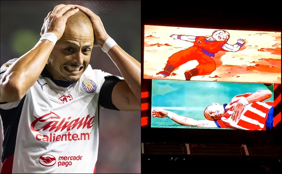 Chicharito fue troleado con la imagen de Krilin en las pantallas del Estadio Caliente. FOTO: Imago7 / Captura