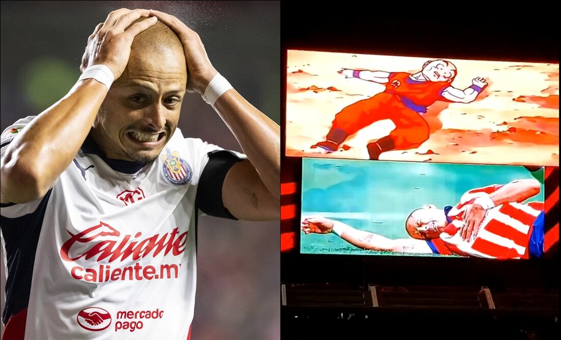 Chicharito fue troleado con la imagen de Krilin en las pantallas del Estadio Caliente. FOTO: Imago7 / Captura