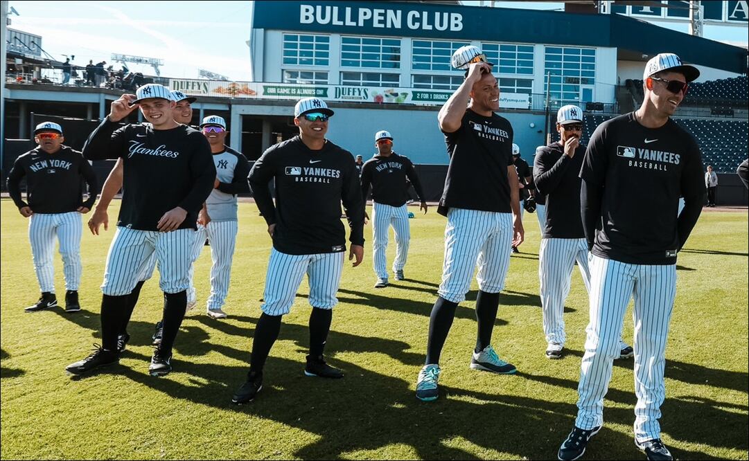Jugadores de los Yankees de Nueva York, durante un entrenamiento. FOTO: @Yankees