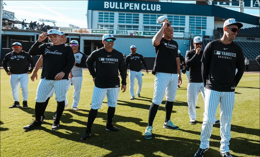 Jugadores de los Yankees de Nueva York, durante un entrenamiento. FOTO: @Yankees
