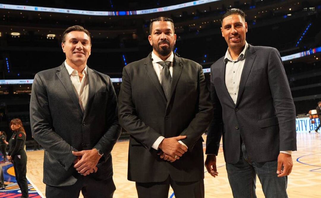 Gustavo Ayón, Horacio Llamas y Eduardo Nájera estuvieron presentes en la NBA México. Foto: Nicolás Schiller Solti