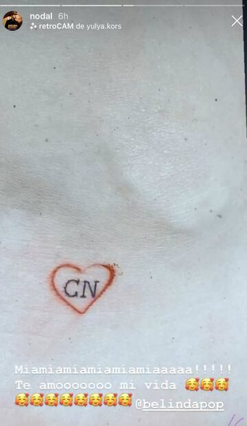 Los tatuajes de Christian Nodal y los exnovios de Belinda