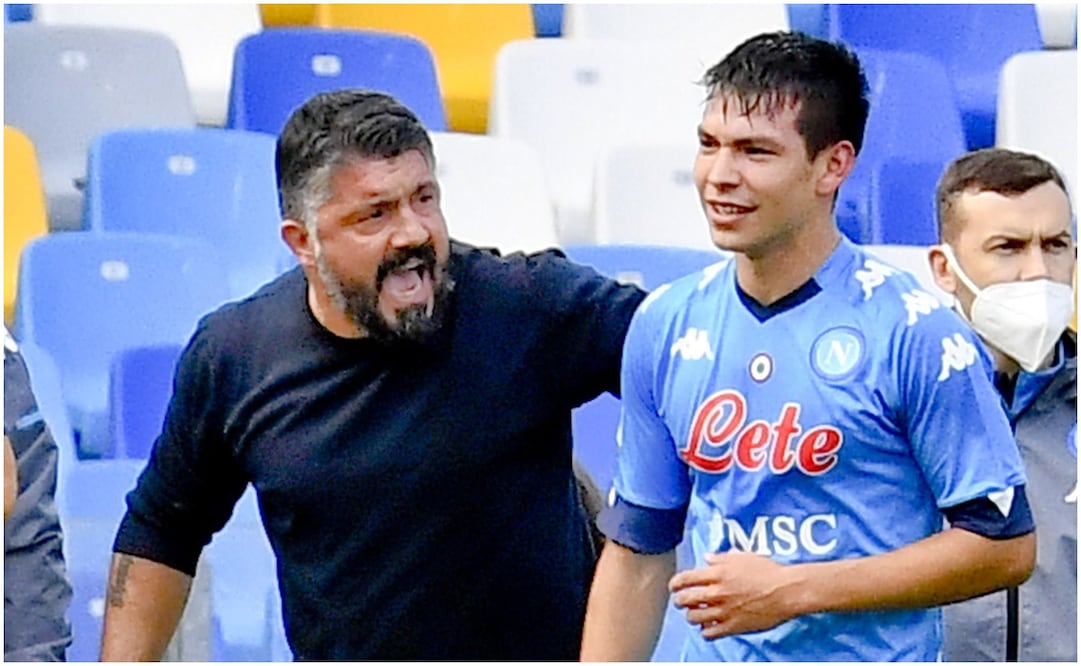 Gattuso y 'Chucky' Lozano con el Napoli / FOTO: EFE