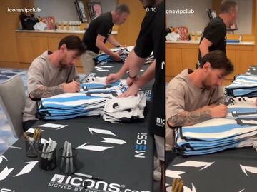 Lionel Messi firmó infinidad de playeras con la que fue campeón del mundo con Argentina