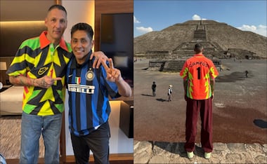 Marco Materazzi compartió una imagen junto a Jorge Campos y en otra en las pirámides de Teotihuacán. FOTO: @marcomaterazzi