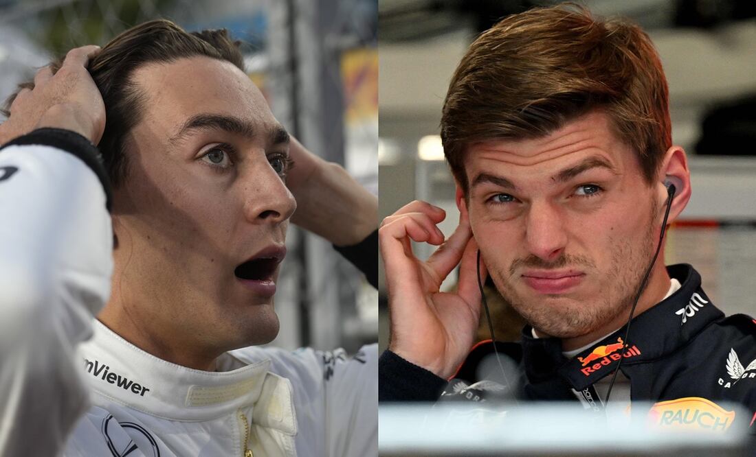 George Russell y Max Verstappen en la Fórmula 1, durante el Gran Premio de Qatar - Fotos: AP y AFP