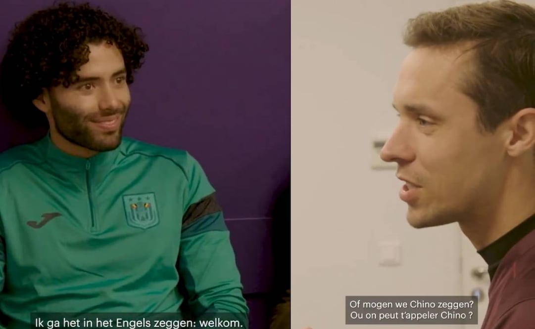 El entrenador del Anderlecht le dio la bienvenida en inglés al Chino Huerta, quien no entendió, porque no habla ese idioma. Foto: Especial