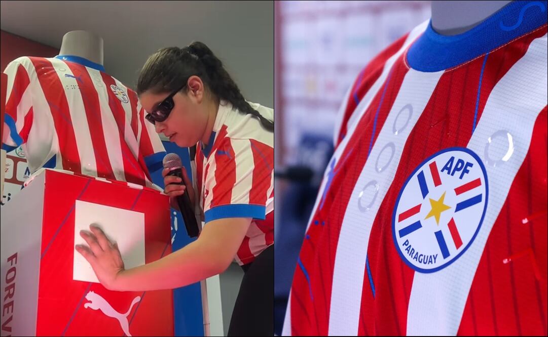 Así luce la camiseta de la selección de Paraguay dedicada a personas no videntes. FOTOS: @albirroja