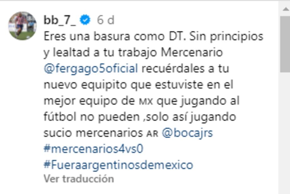 Bofo Bautista ya había criticado a Fernando Gago. Foto: bb_7.
