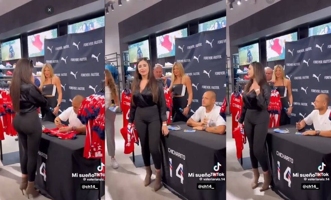 Chicharito Hernández tuvo una firma de autógrafos la semana pasada y comenzó la polémica por con una aficionada. Foto: Especial