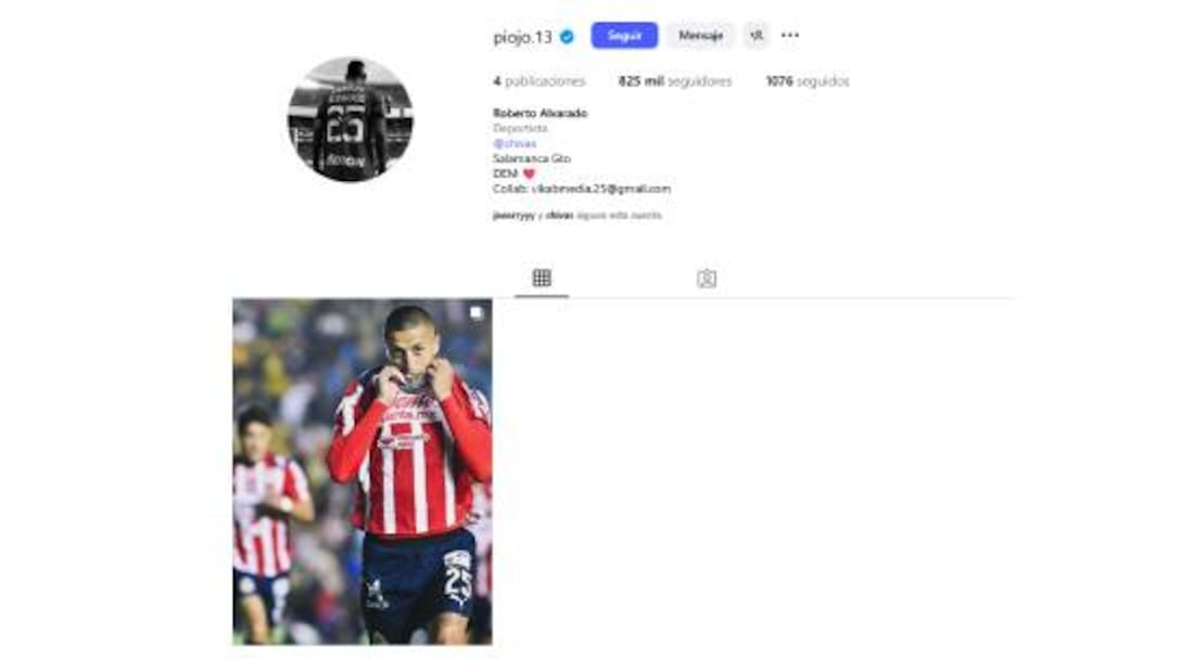 Así luce actualmente el Instagram del Piojo Alvarado. Foto: Especial