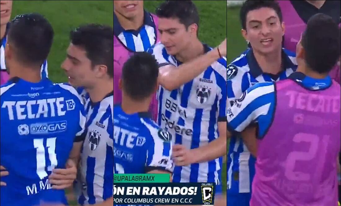 Stefan Medina y Maxi Meza se dieron manotazos tras la eliminación de Monterrey. FOTOS: Capturas