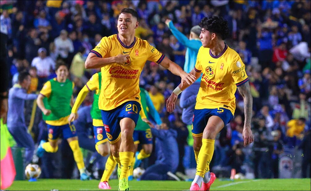 Richard Sánchez celebra el segundo gol del América en la Vuelta de la Semifinal del Apertura 2024. FOTO: Imago7