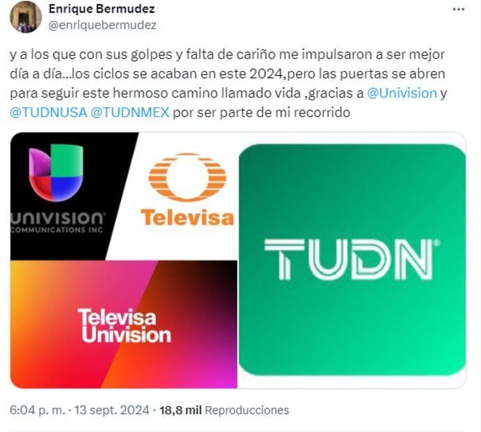 Así fue como se despidió el Perro Bermúdez de Televisa con su mensaje en redes sociales. Foto: Especial