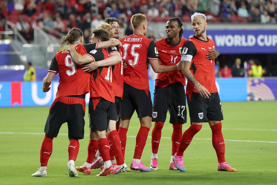 Selección de Austria en festejo de gol, durante la Fase de Grupos del Mundial de 2026 ante Jordania - Foto: EFE