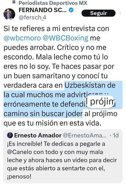 Captura de pantalla de pelea entre Fernando Schwartz y Ernesto Amador