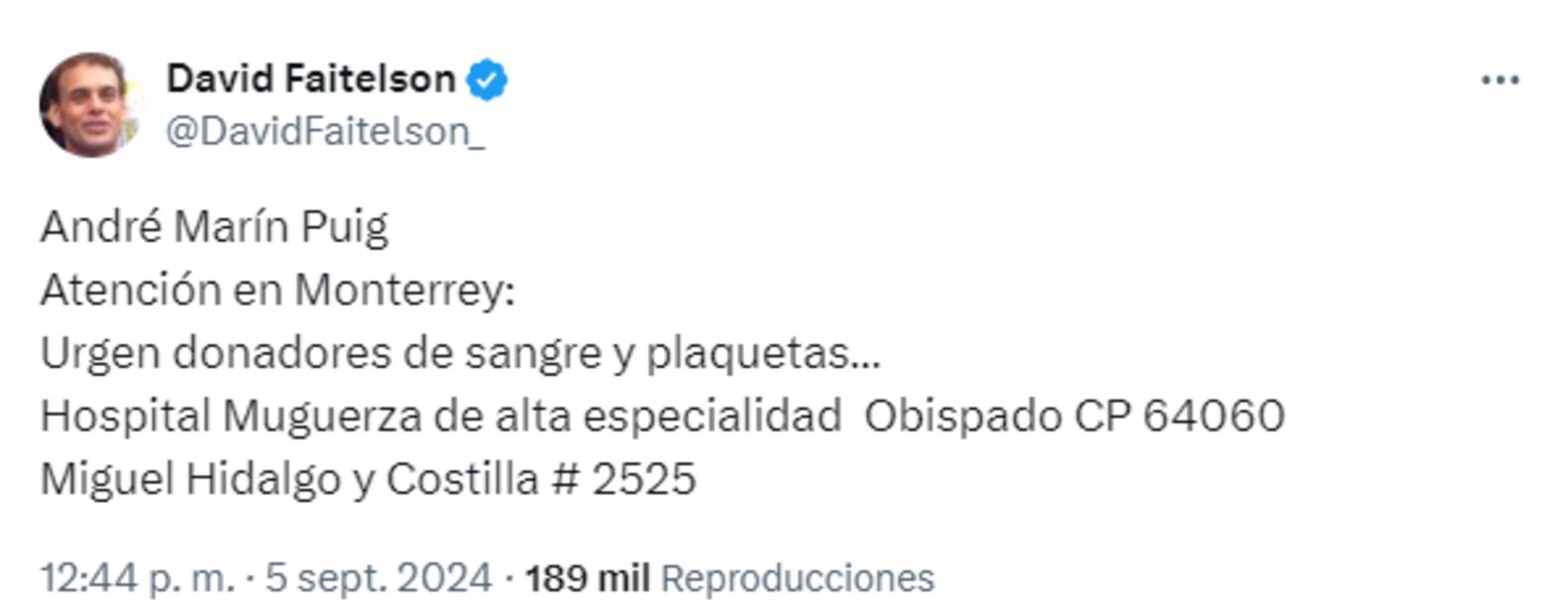 David Faitelson y TUDN solicitaron donadores de urgencia para André Marín. Foto: Especial