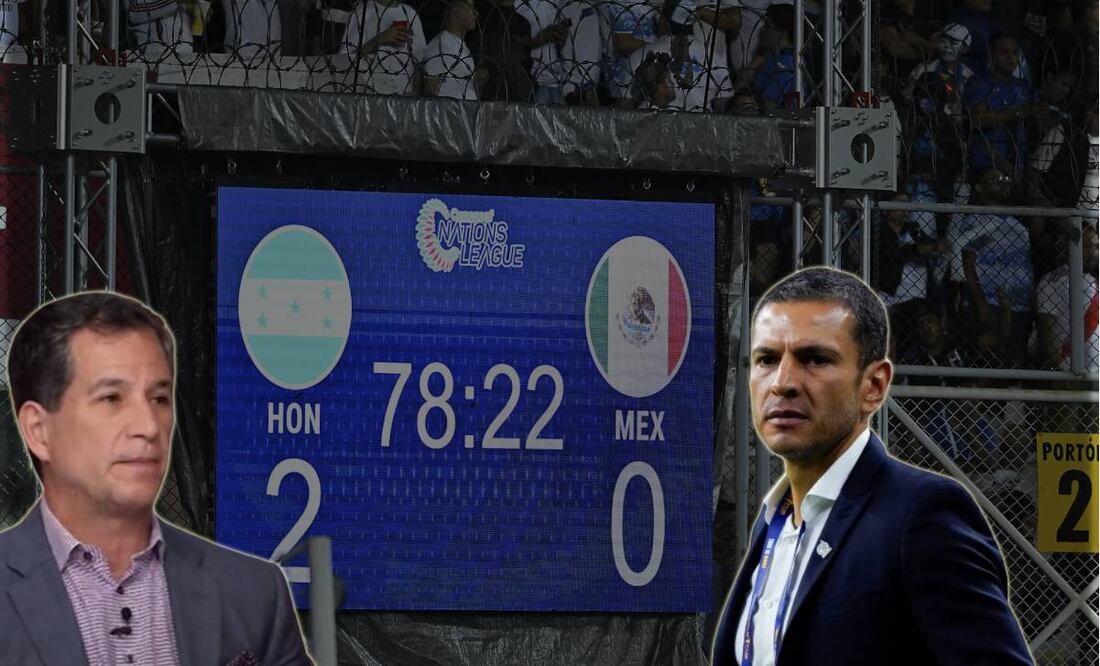 Javier Alarcón, Jaime Lozano y marcador de Honduras-México / FOTO: Captura e Imago7
