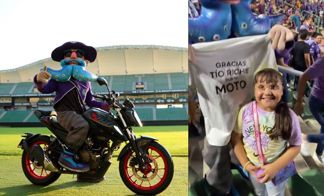 Ricardo Salinas Pliego, dueño del Mazatlán, regaló una moto durante una dinámica en el partido ante Tigres. Foto: Especial
