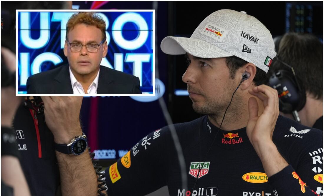 Checo Pérez en el GP de México y David Faitelson / FOTOS: Captura y AP