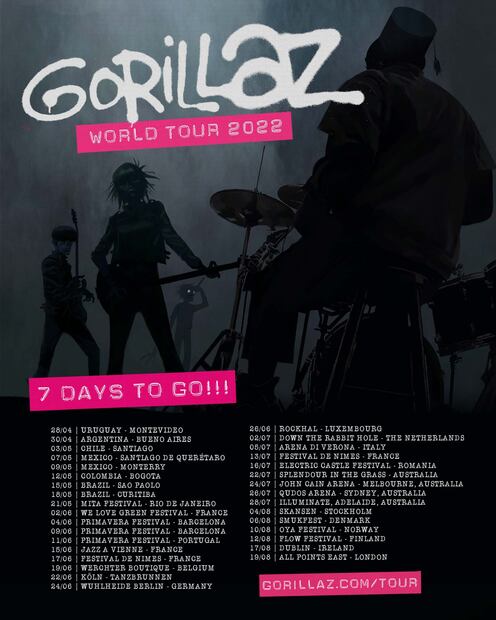 Gorillaz regresa a México para el festival Pulso GNP 2022 en Querétaro