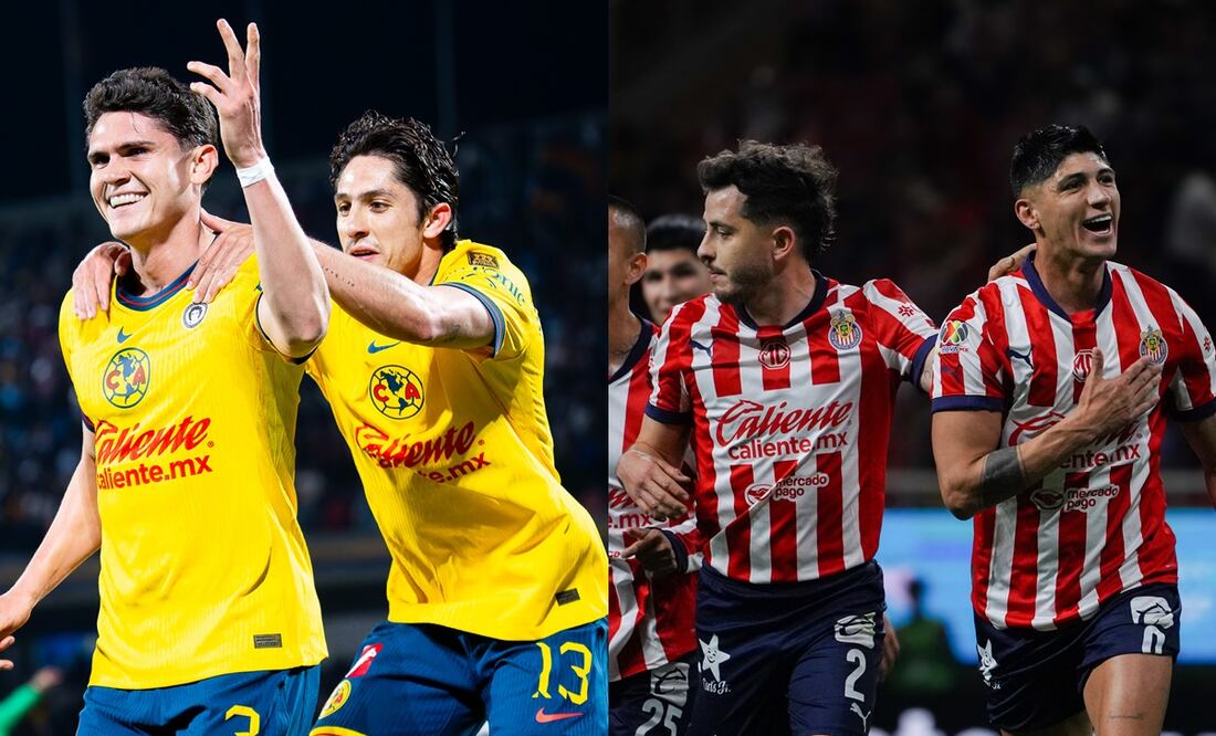 América y Chivas en festejo de gol, durante la Jornada 8 del Clausura 2025 - Fotos: Imago7