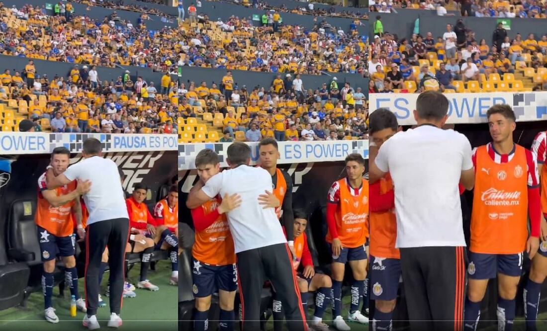 El Pocho Guzmán no se veía muy convencido de saludar a Veljko Paunovic. Foto: Especial