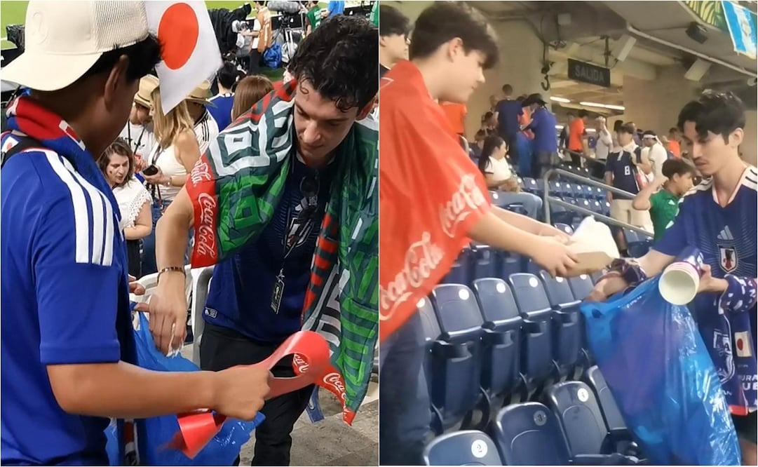 Los aficionados de Japón limpiaron las tribunas del estadio Monterrey. FOTO: Capturas de video