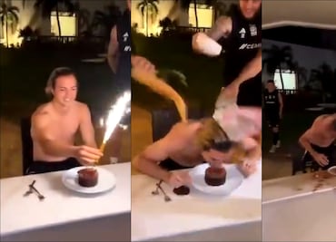 Sebastián Córdova recibió de todo en el tradicional pastelazo por su cumpleaños