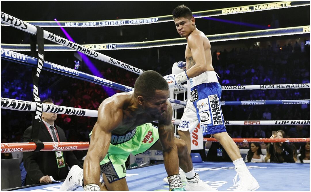 'Vaquero' Navarrete luego de tirar a Robson Conceicao / FOTO: EFE