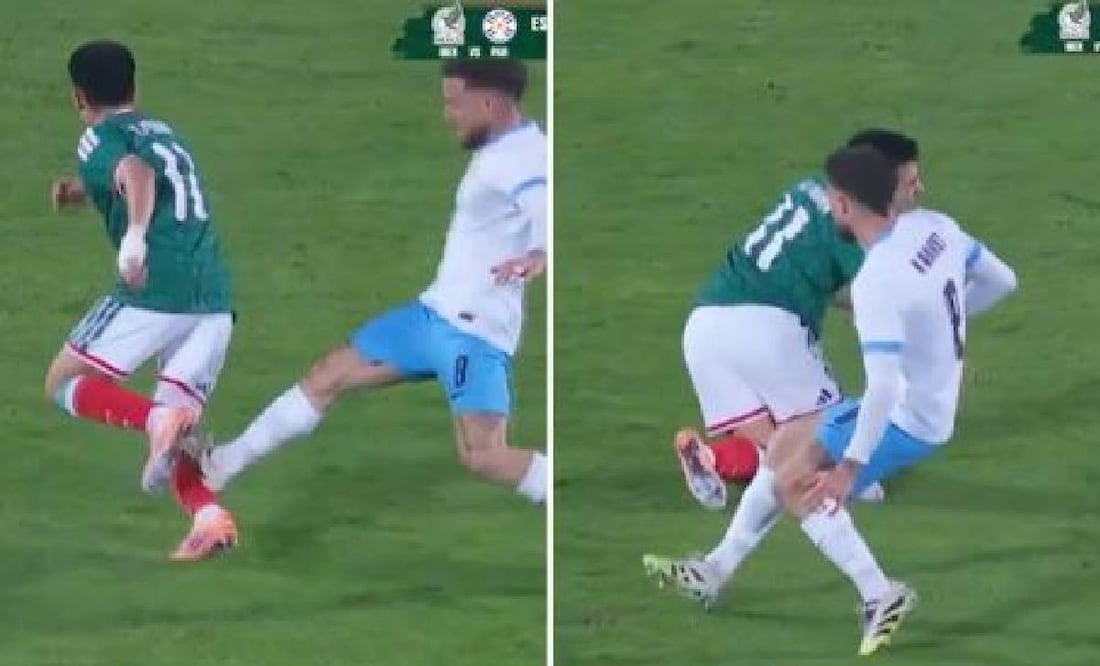 Nahitan Nández metió un fuerte pisotón sobre Gilberto Mora. FOTO: Captura