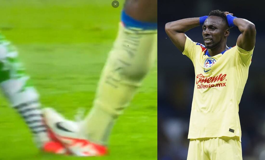 Julián Quiñones debió ser expulsado por una fuerte plancha en el América vs Santos. Fotos: Imago7 / Especial